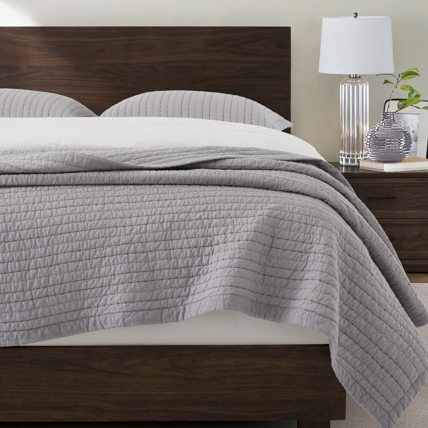 100% Cotton Striped Channel Stitch Bedding Set