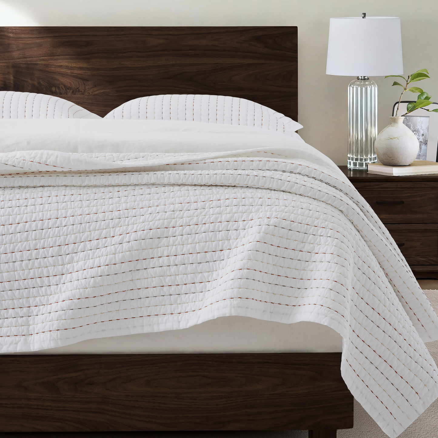 100% Cotton Striped Channel Stitch Bedding Set