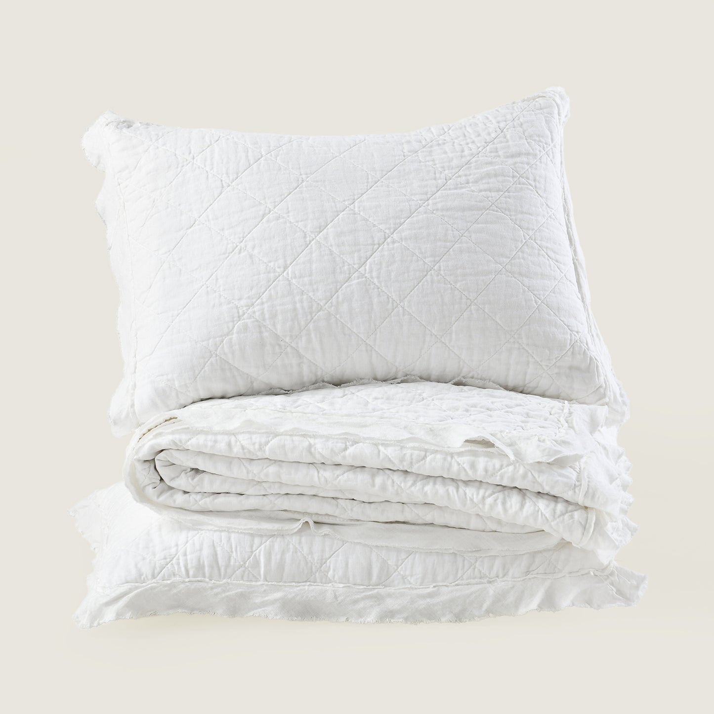 Washed Linen Quilt with Trim