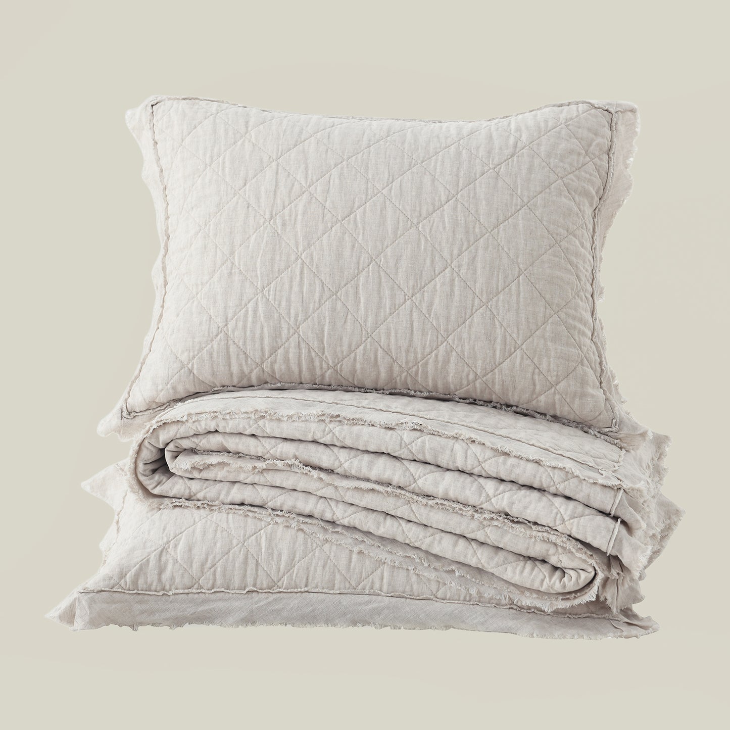 Washed Linen Quilt with Trim