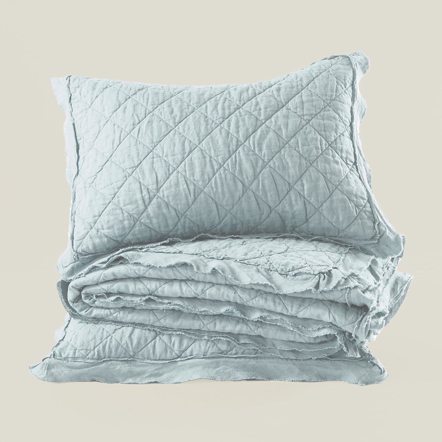 Washed Linen Quilt with Trim