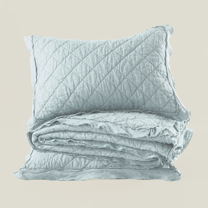 Washed Linen Quilt with Trim