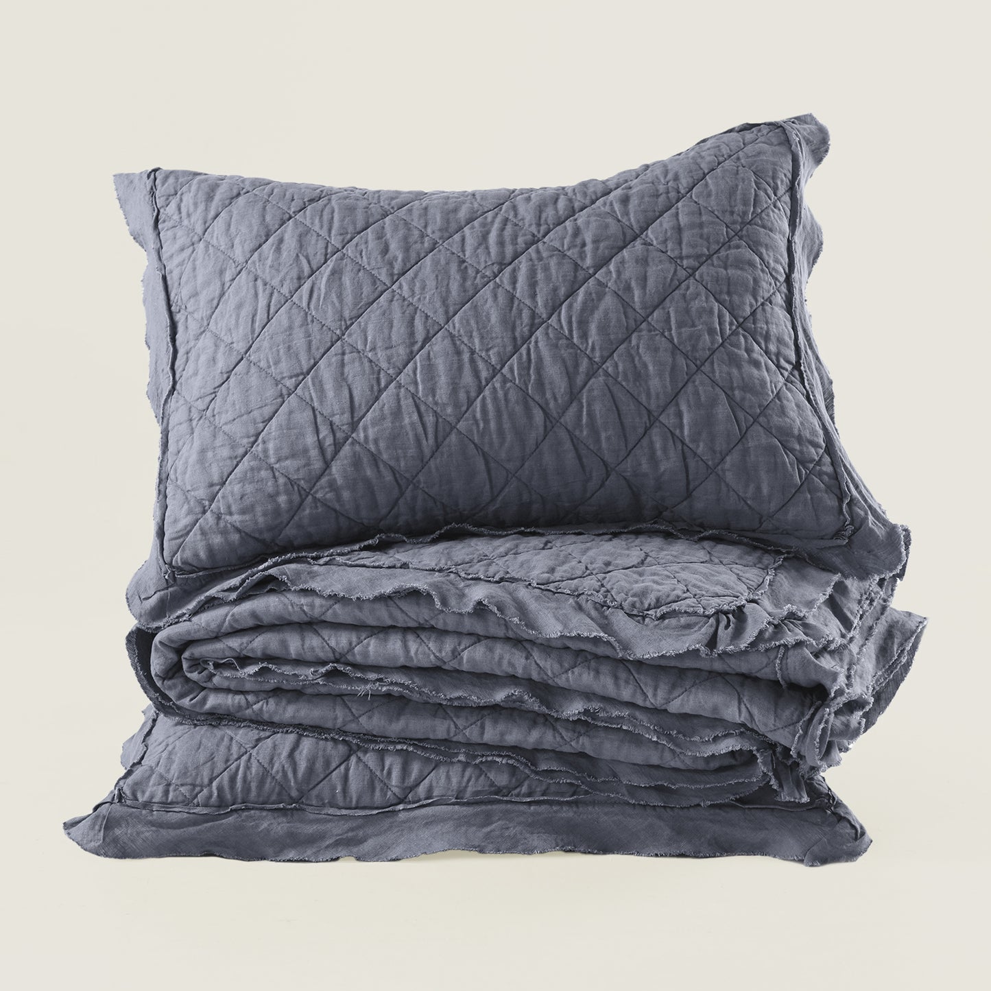 Washed Linen Quilt with Trim