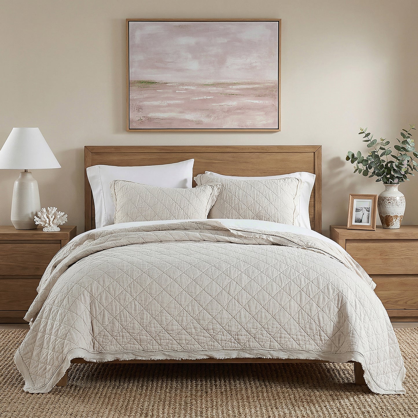 Washed Linen Quilt with Trim