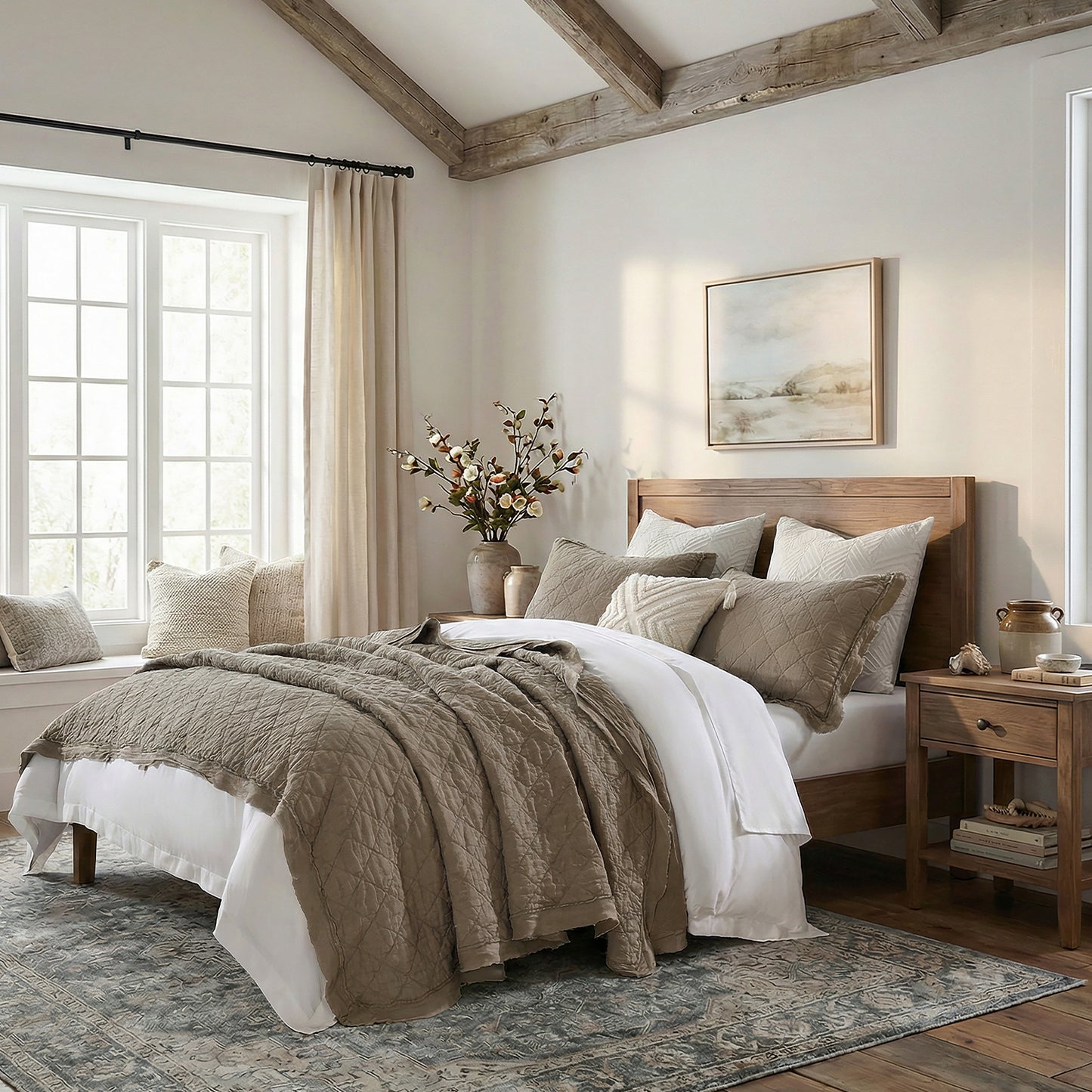 Washed Linen Quilt with Trim