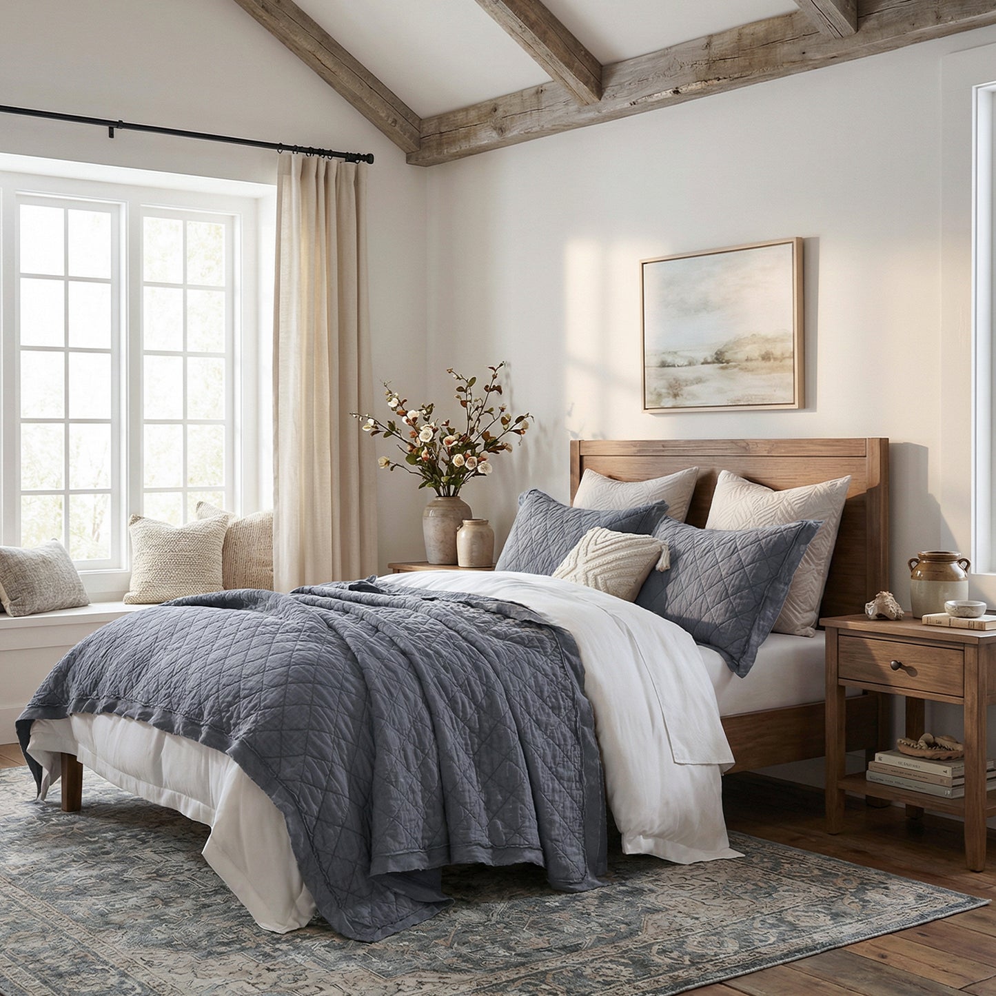 Washed Linen Quilt with Trim