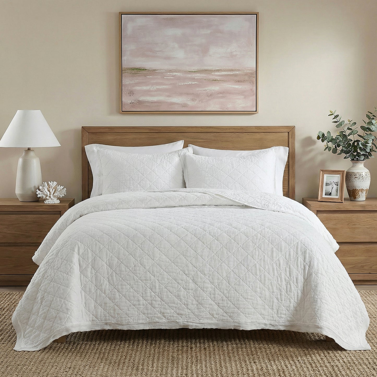 Washed Linen Quilt with Trim