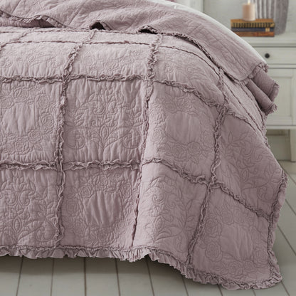 100% Cotton Heritage Ruffle Grid Shabby Chic Quilt