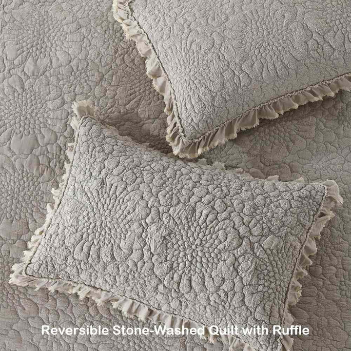 Stone Washed Floral Crinkle Quilt Sets