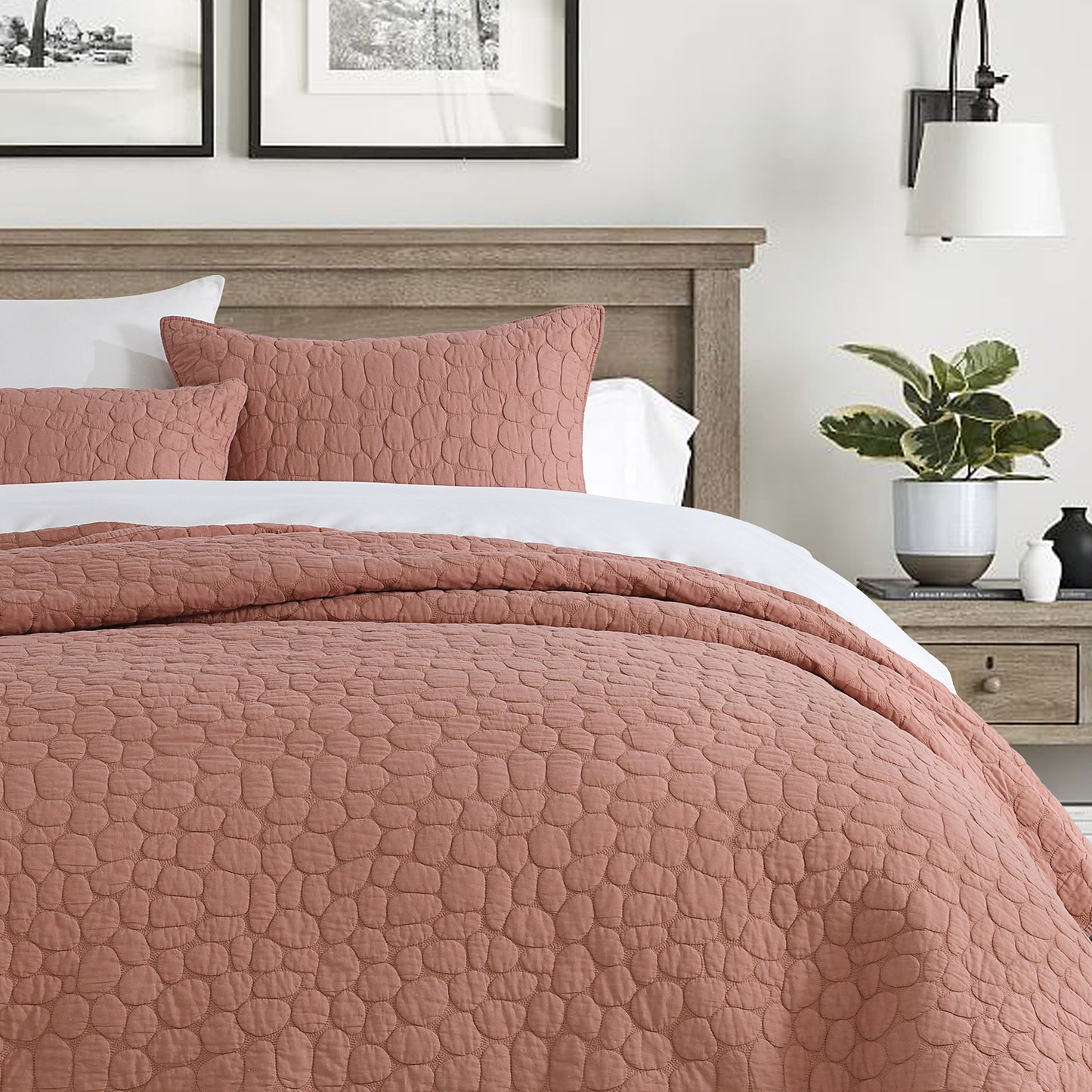 Cobblestone Reversible Cotton Quilt Set