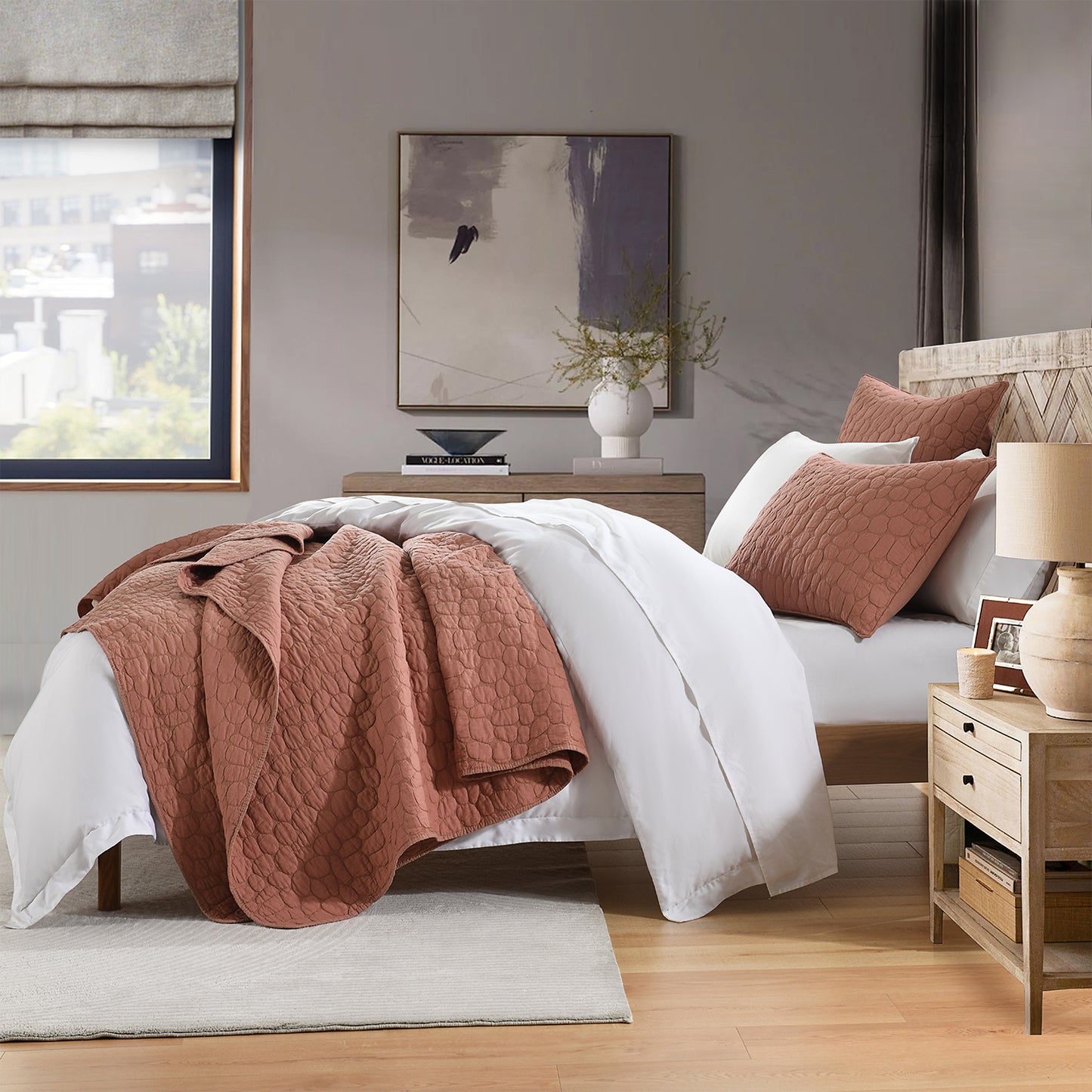 Cobblestone Reversible Cotton Quilt Set