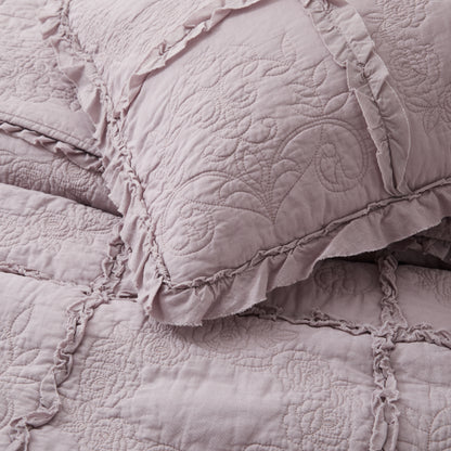 100% Cotton Heritage Ruffle Grid Shabby Chic Quilt