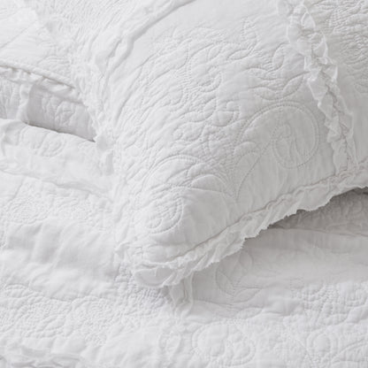 100% Cotton Heritage Ruffle Grid Shabby Chic Quilt