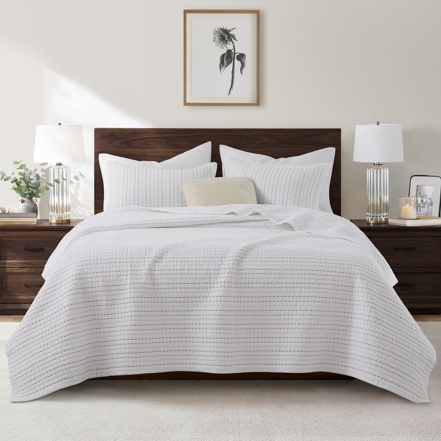 100% Cotton Striped Channel Stitch Bedding Set