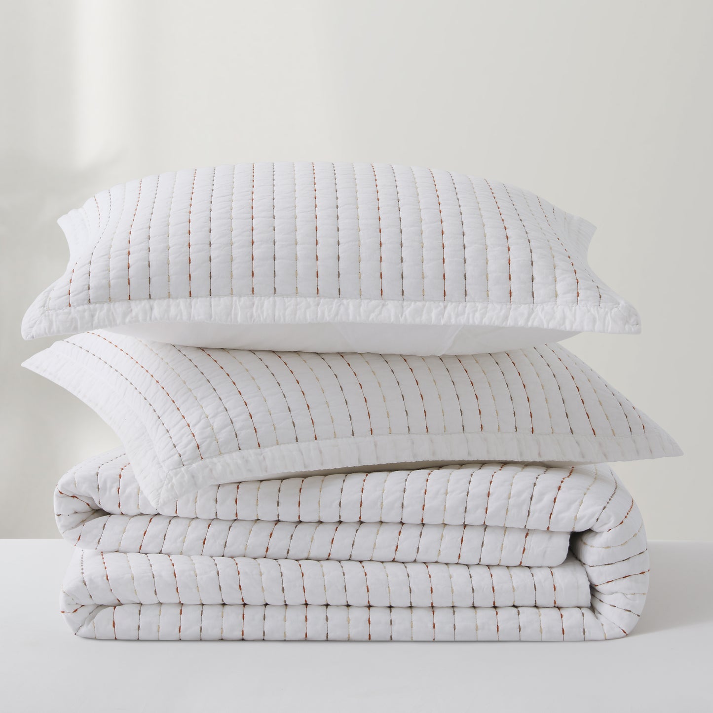 100% Cotton Striped Channel Stitch Bedding Set