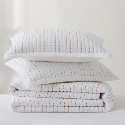 100% Cotton Striped Channel Stitch Bedding Set
