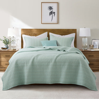 100% Cotton Striped Channel Stitch Bedding Set