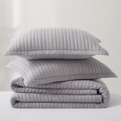 100% Cotton Striped Channel Stitch Bedding Set