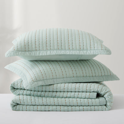 100% Cotton Striped Channel Stitch Bedding Set