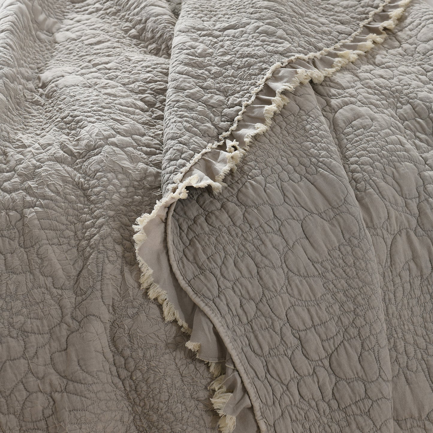 Stone Washed Floral Crinkle Microfiber Quilt Sets