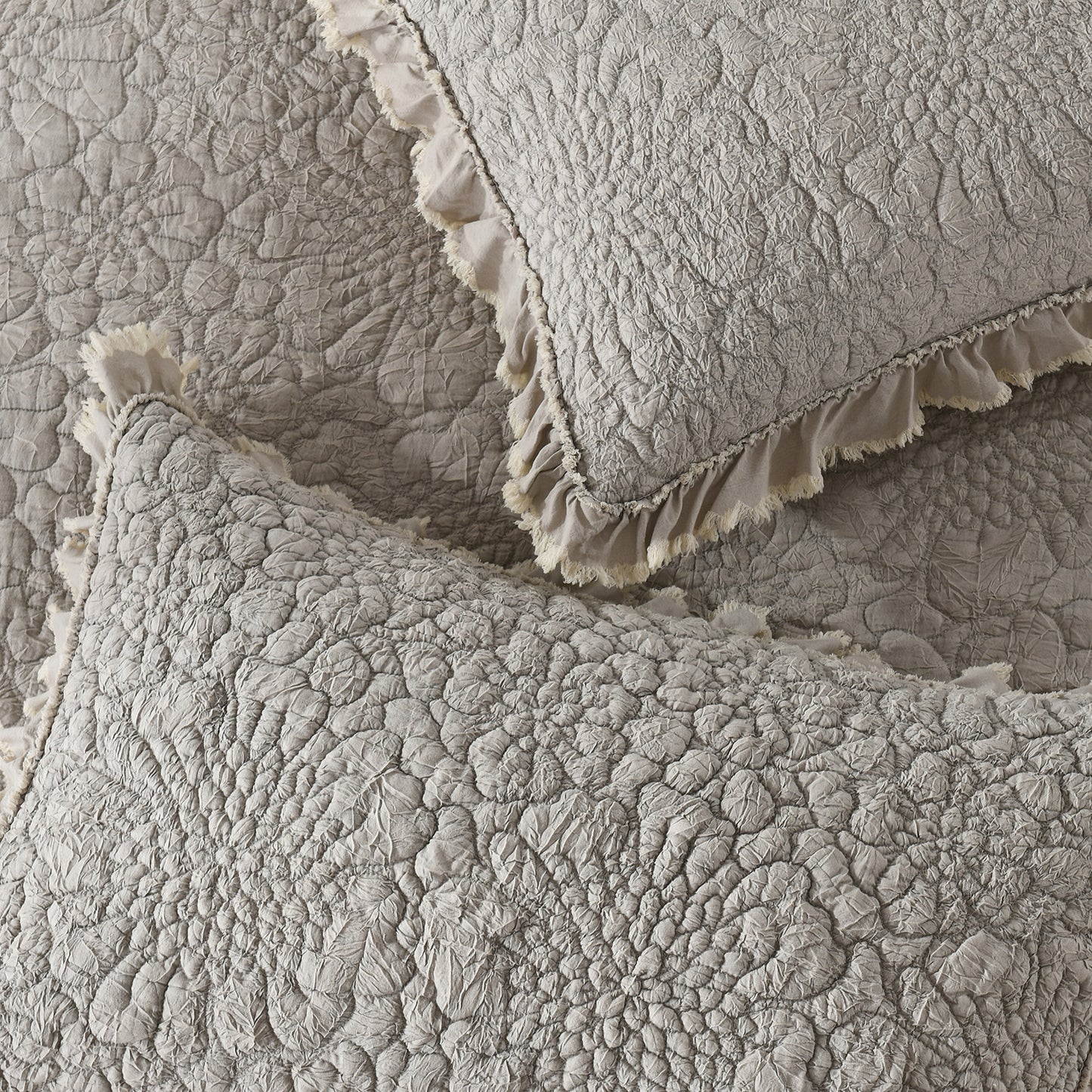 Stone Washed Floral Crinkle Microfiber Quilt Sets