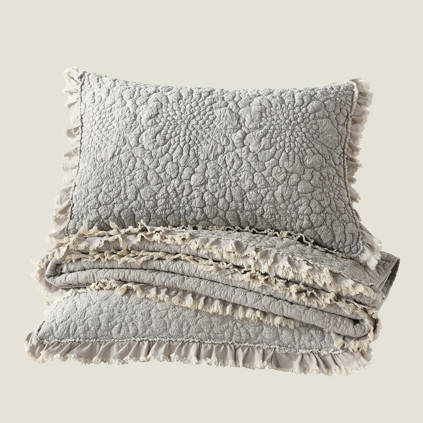 Stone Washed Floral Crinkle Microfiber Quilt Sets