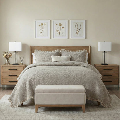 Stone Washed Floral Crinkle Microfiber Quilt Sets