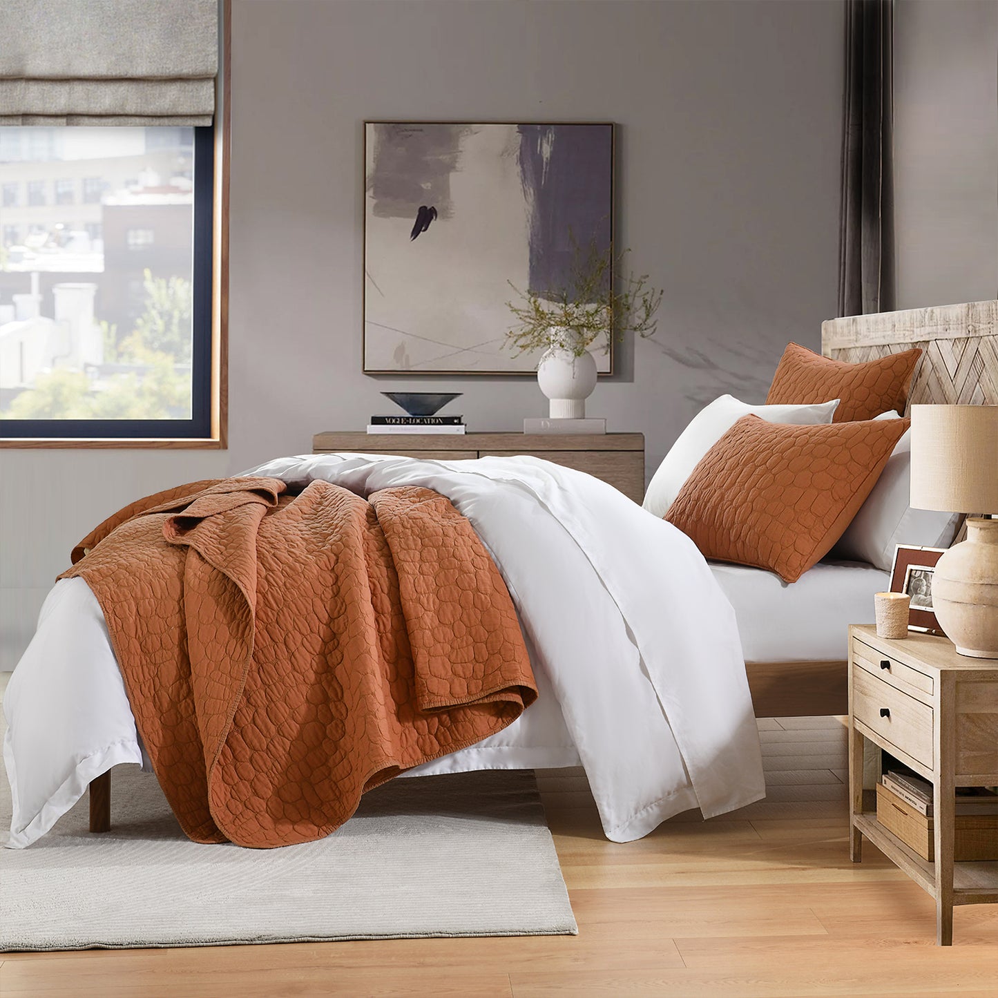 Cobblestone Reversible Cotton Quilt Set