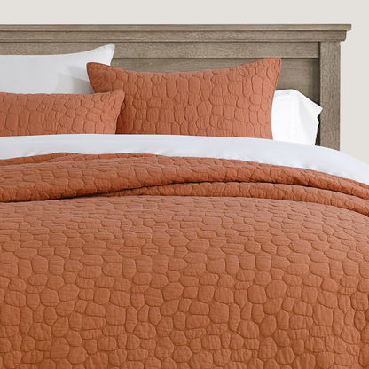 Cobblestone Reversible Cotton Quilt Set
