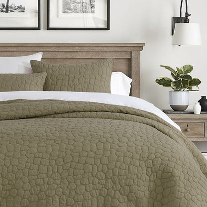 Cobblestone Reversible Cotton Quilt Set