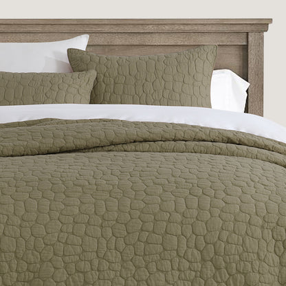 Cobblestone Reversible Cotton Quilt Set