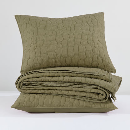 Cobblestone Reversible Cotton Quilt Set