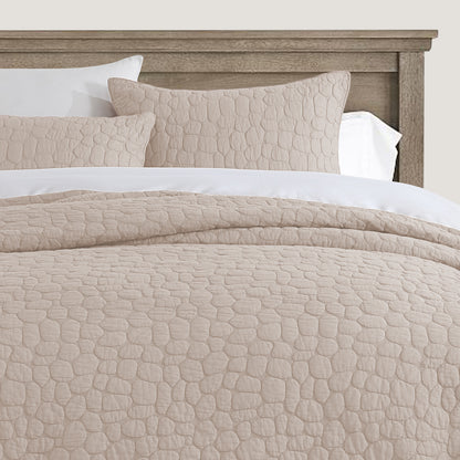 Cobblestone Reversible Cotton Quilt Set