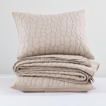 Cobblestone Reversible Cotton Quilt Set