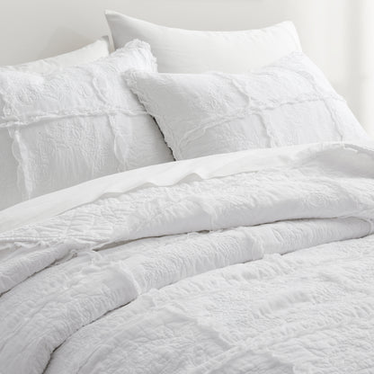 100% Cotton Heritage Ruffle Grid Shabby Chic Quilt