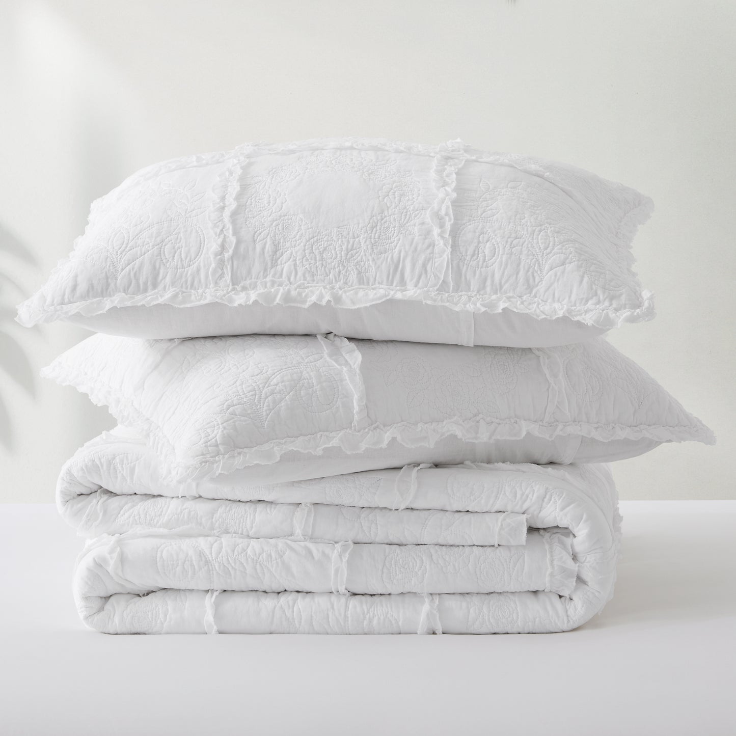 100% Cotton Heritage Ruffle Grid Shabby Chic Quilt