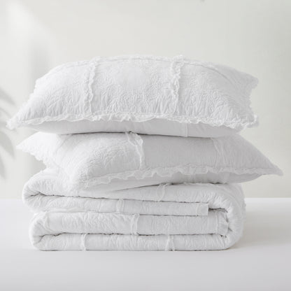100% Cotton Heritage Ruffle Grid Shabby Chic Quilt