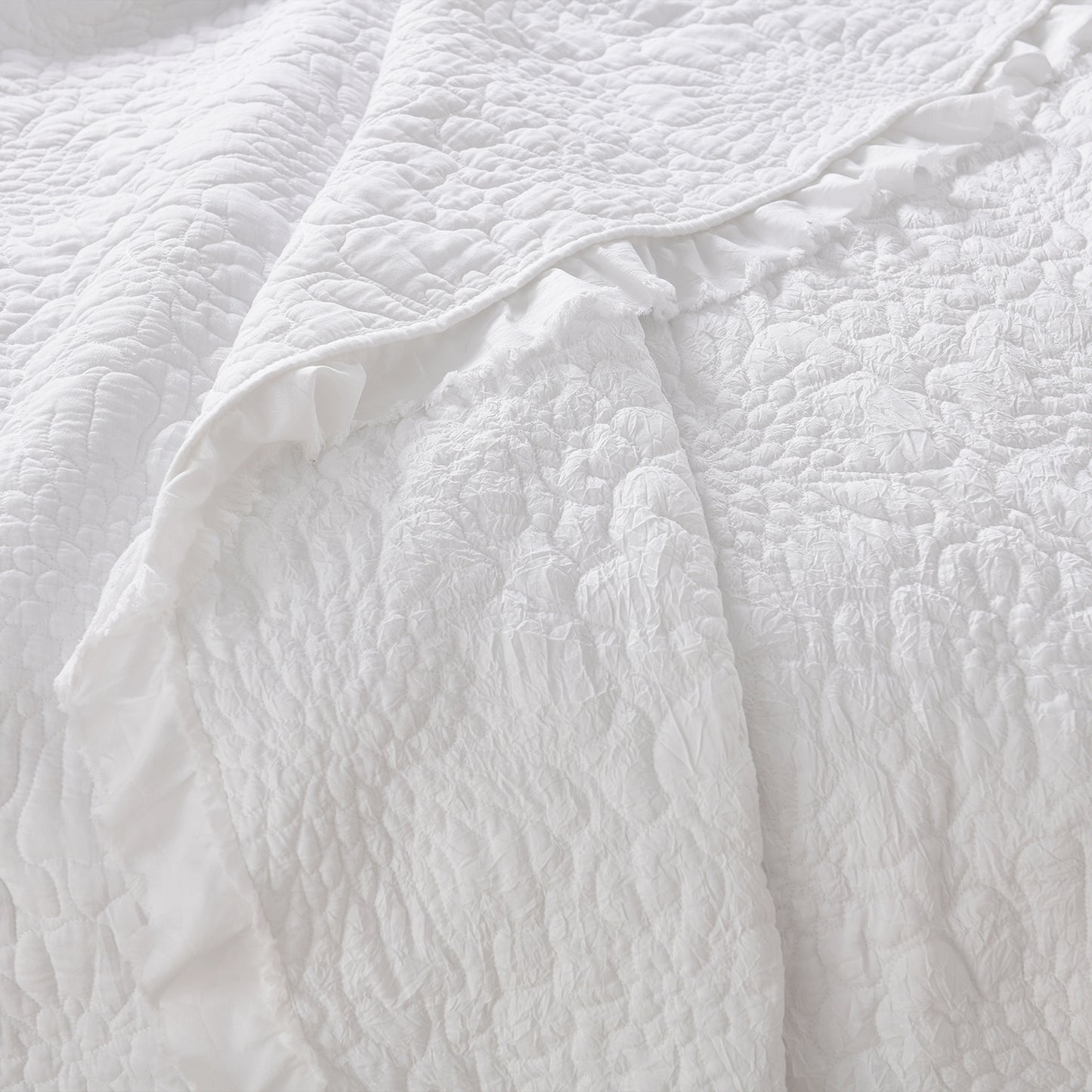 Stone Washed Floral Crinkle Microfiber Quilt Sets