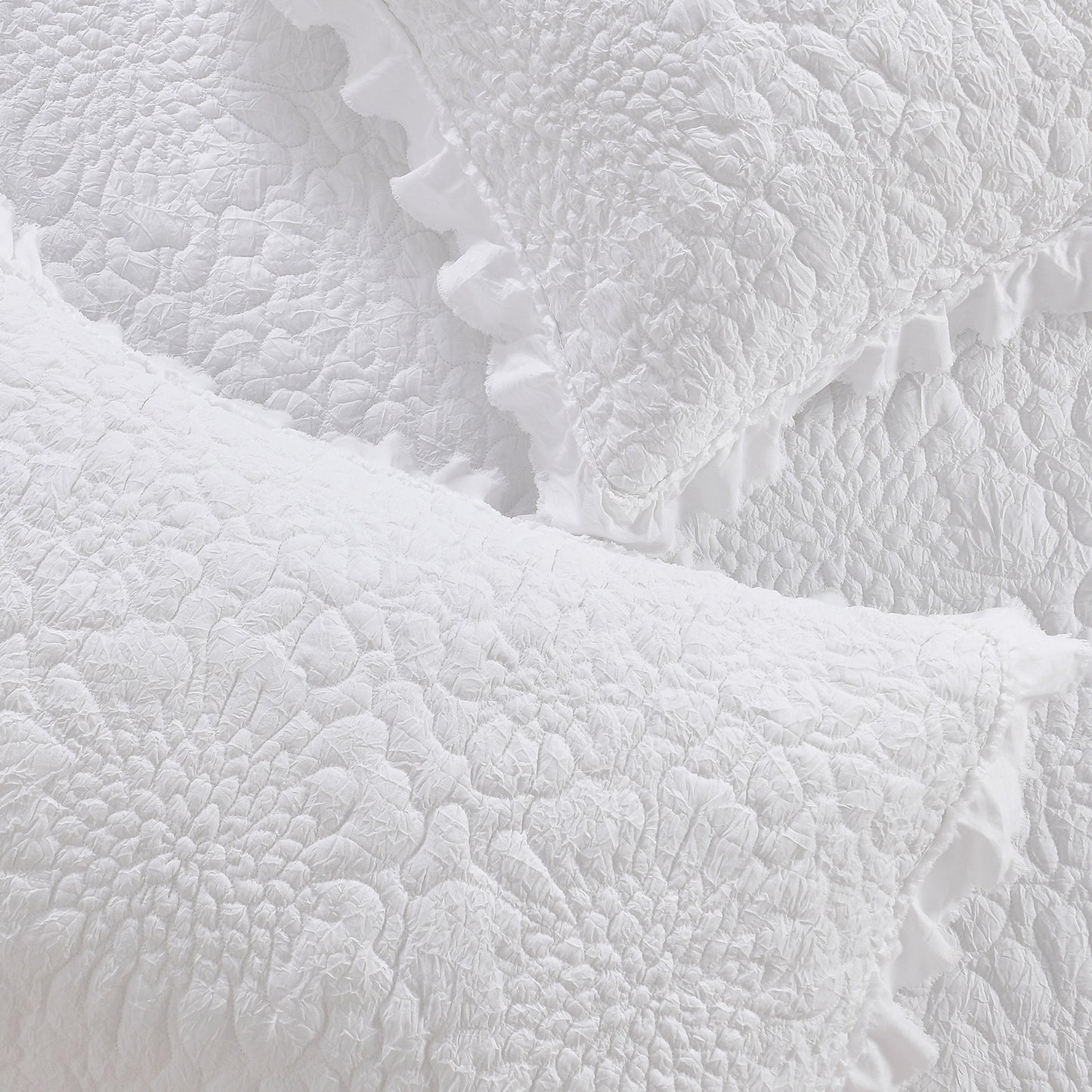 Stone Washed Floral Crinkle Microfiber Quilt Sets