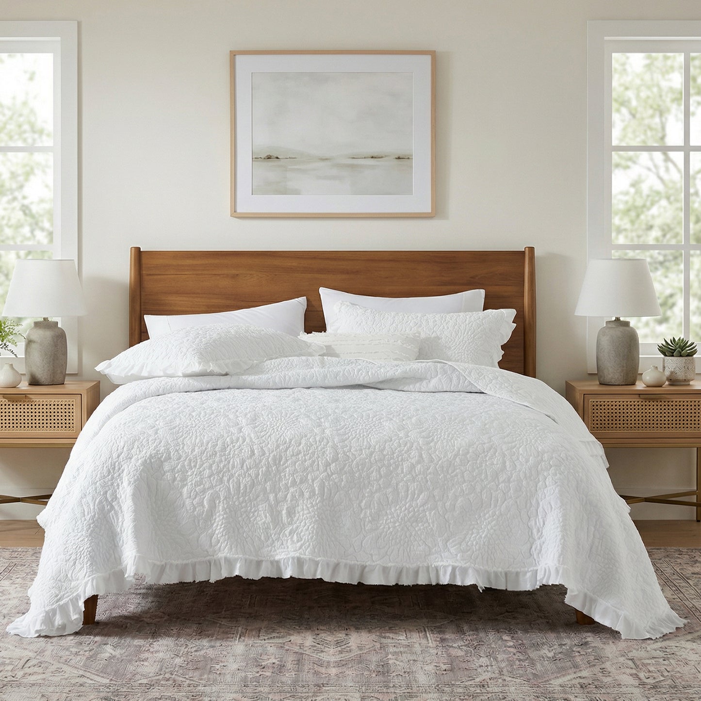 Stone Washed Floral Crinkle Microfiber Quilt Sets