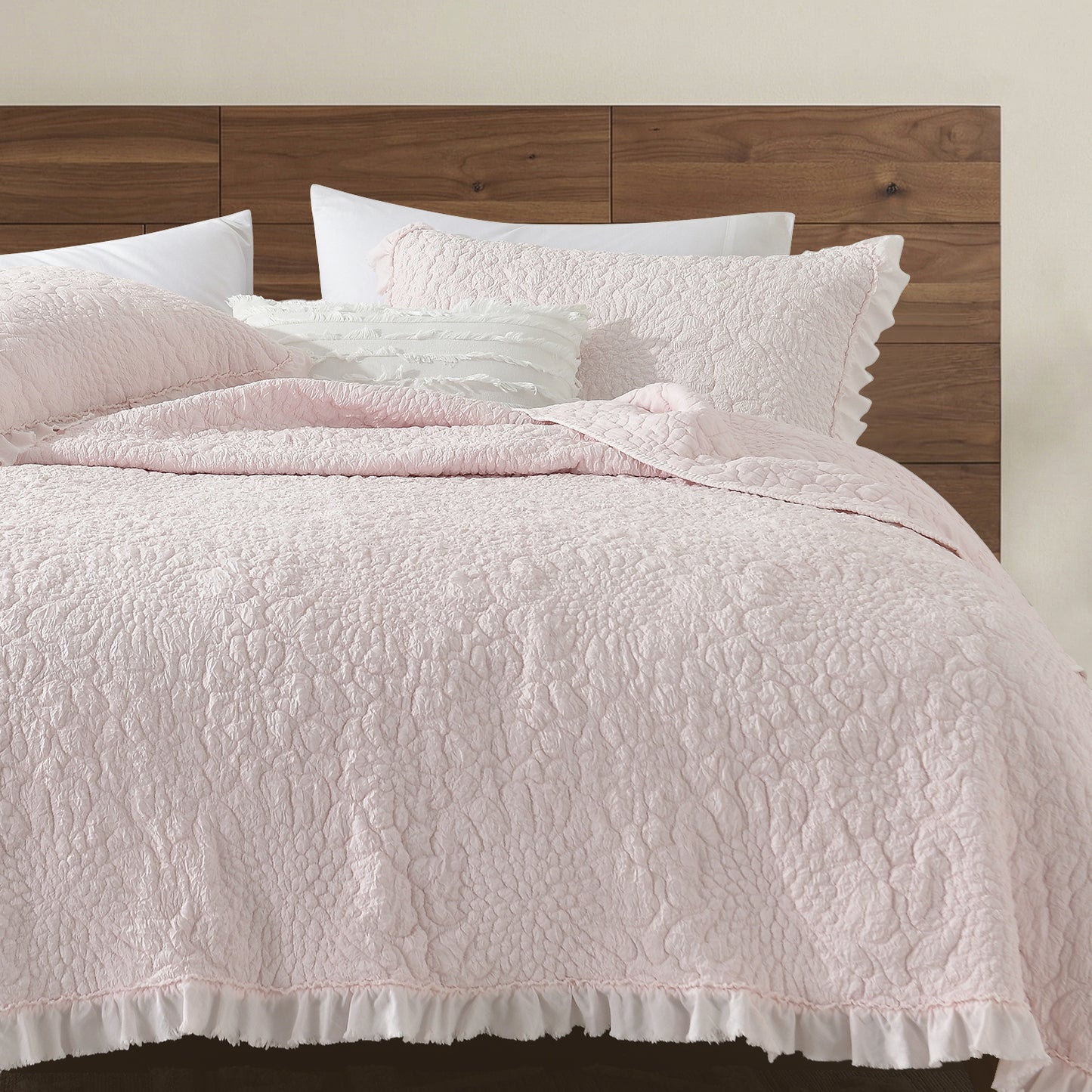 Stone Washed Floral Crinkle Microfiber Quilt Sets