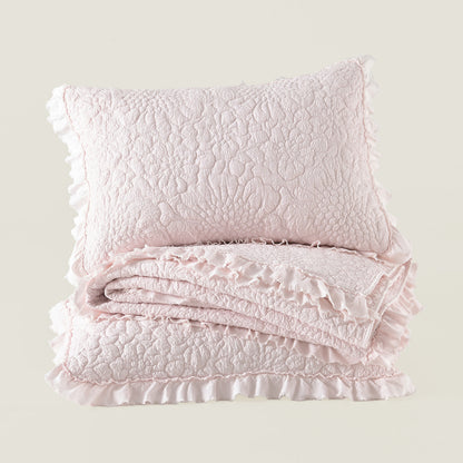 Stone Washed Floral Crinkle Microfiber Quilt Sets