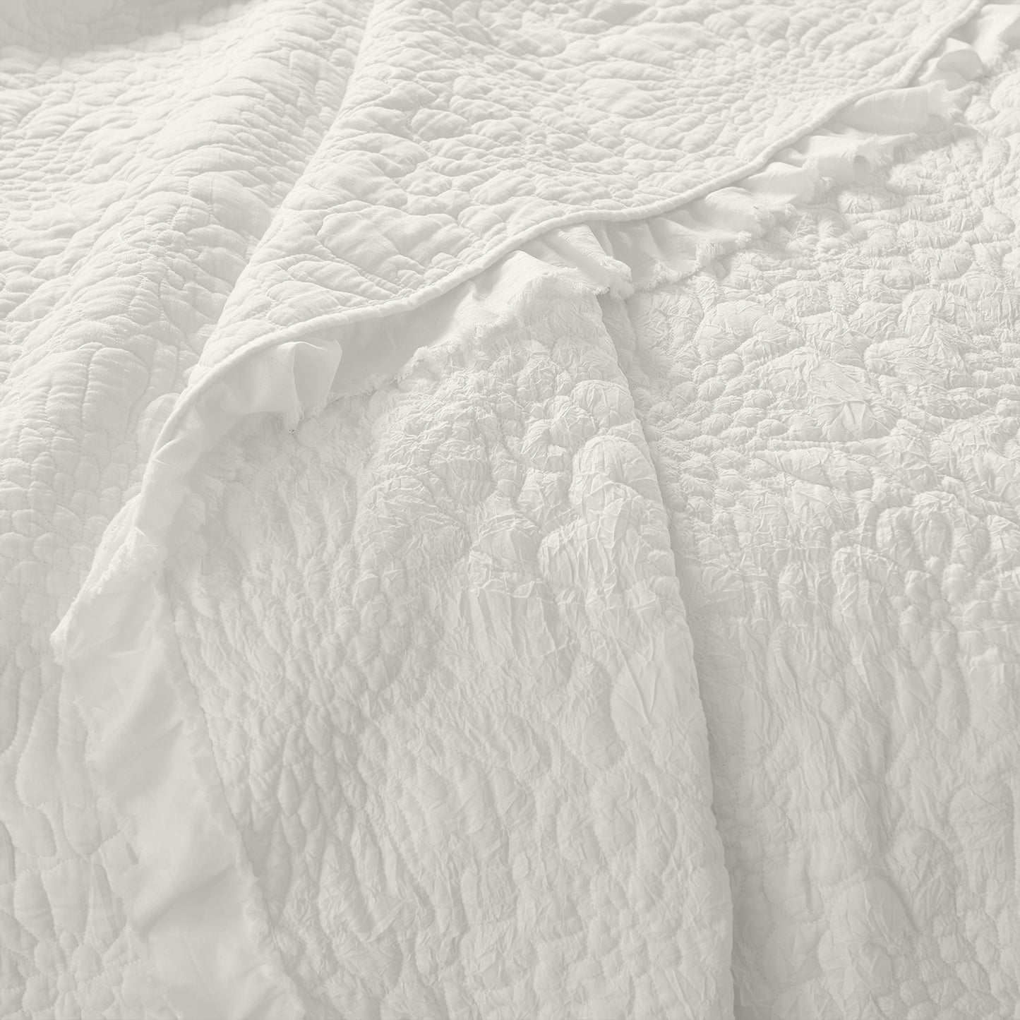 Stone Washed Floral Crinkle Microfiber Quilt Sets