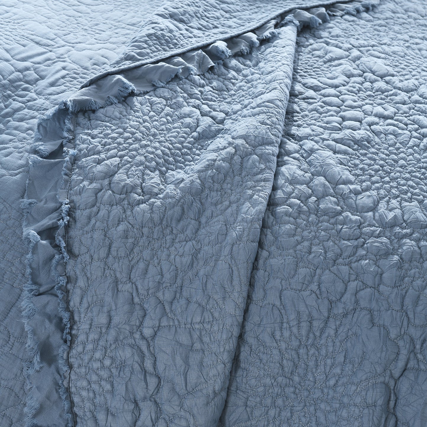 Stone Washed Floral Crinkle Microfiber Quilt Sets