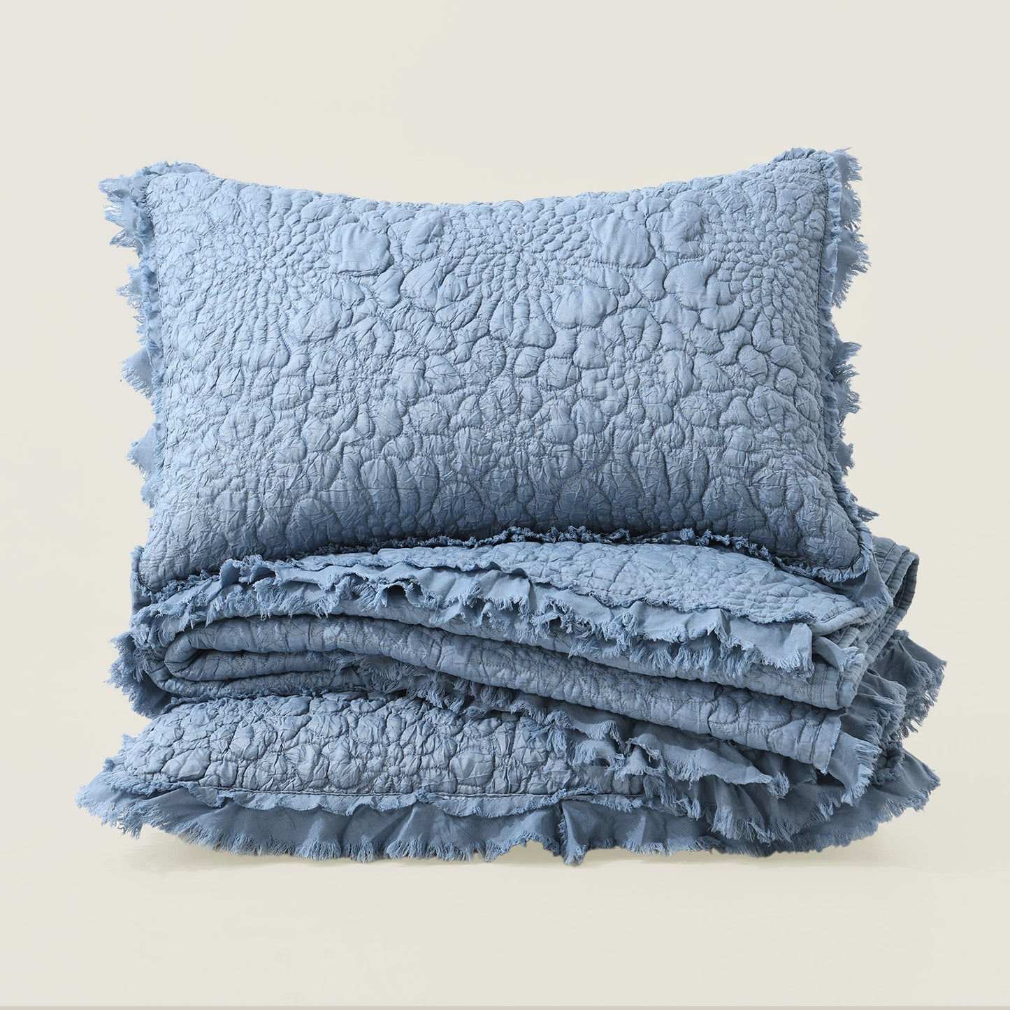 Stone Washed Floral Crinkle Microfiber Quilt Sets