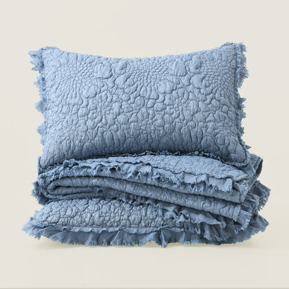 Stone Washed Floral Crinkle Microfiber Quilt Sets