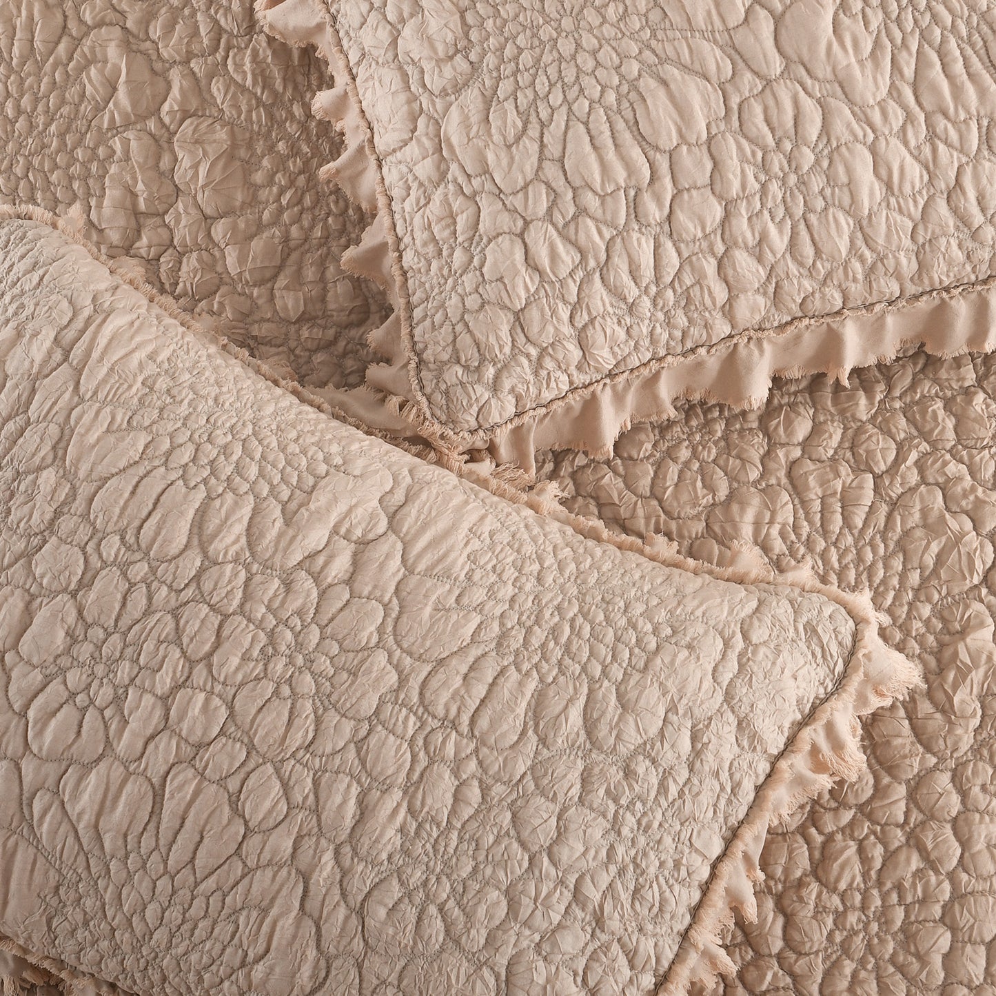 Stone Washed Floral Crinkle Microfiber Quilt Sets