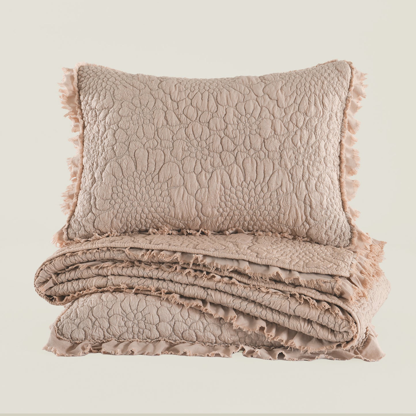 Stone Washed Floral Crinkle Microfiber Quilt Sets