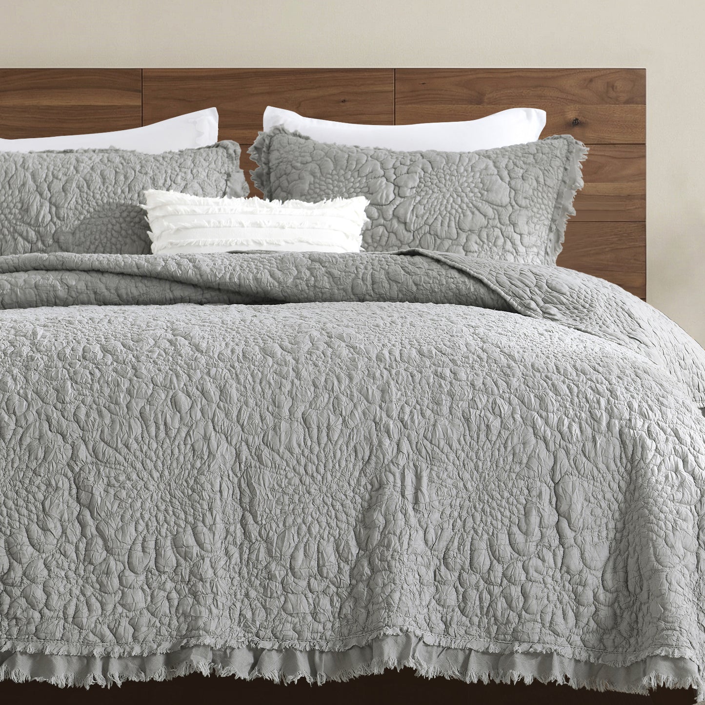 Stone Washed Floral Crinkle Microfiber Quilt Sets