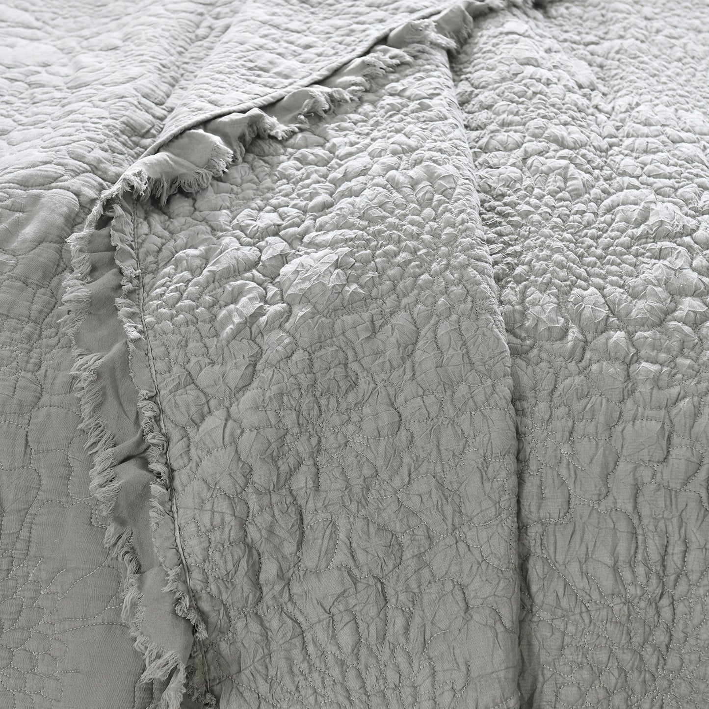 Stone Washed Floral Crinkle Microfiber Quilt Sets